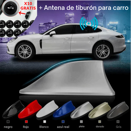 Antena de aleta de tiburón para carro - Amplificado Fm Am + GRATIS 10 amortiguadores de puertas